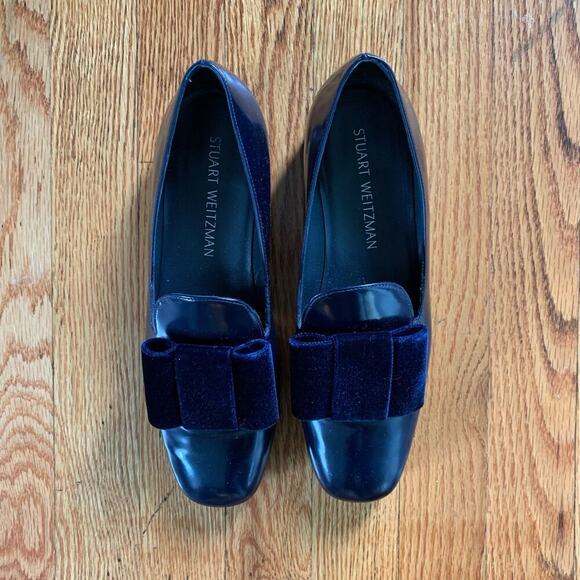 Stuart Weitzman Pantent Leather Bow Loafer Size 8 - Picture 1 of 4